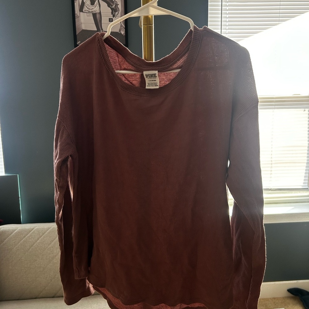PINK VS ribbed long sleeve tee